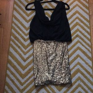 Black/gold sequence dress